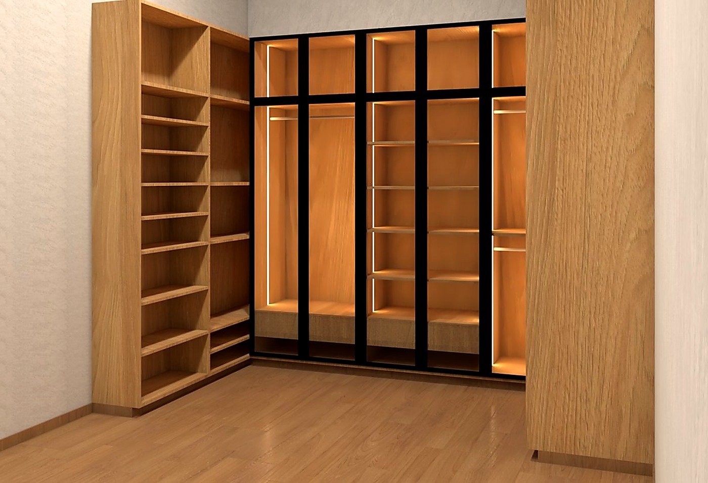 Render vestidor perspectiva 3